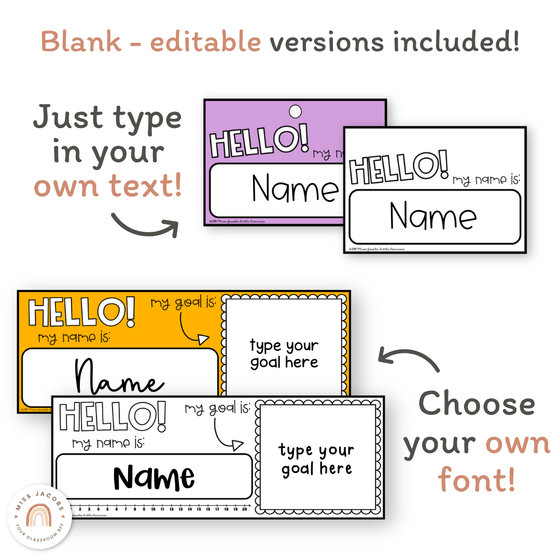 Goals Desk Mat and Name Tags | Rainbow Brights - Miss Jacobs Little Learners