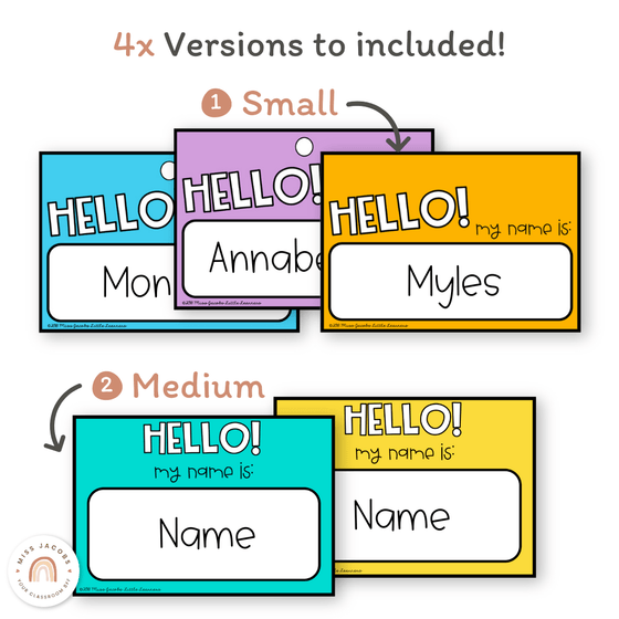 Goals Desk Mat and Name Tags | Rainbow Brights - Miss Jacobs Little Learners