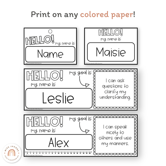 Goals Desk Mat and Name Tags | Rainbow Brights - Miss Jacobs Little Learners