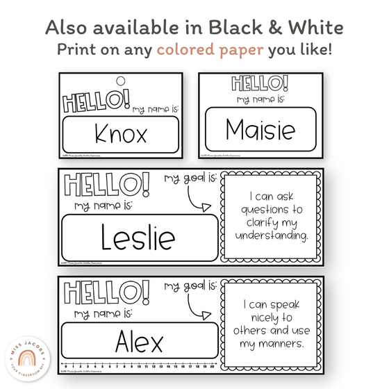 Goals Desk Mat and Name Tags | Rainbow Brights - Miss Jacobs Little Learners