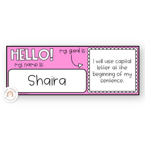 Goals Desk Mat and Name Tags | Rainbow Brights - Miss Jacobs Little Learners