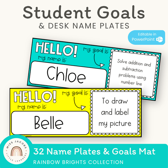 Goals Desk Mat and Name Tags | Rainbow Brights