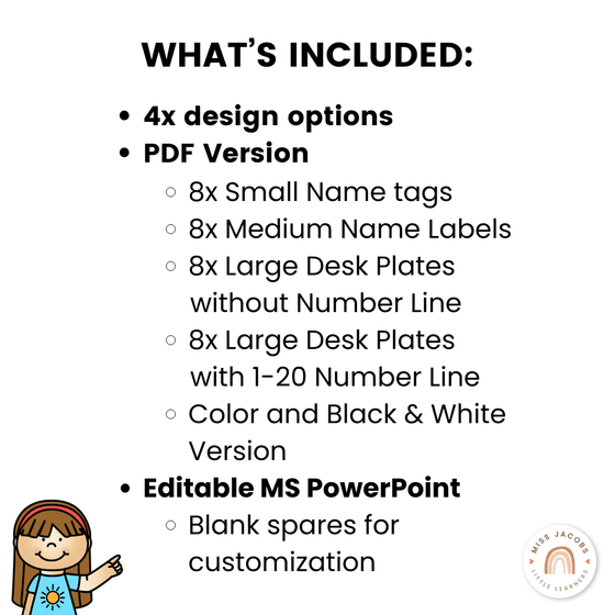 Goals Desk Mat and Name Tags | Rainbow Brights - Miss Jacobs Little Learners