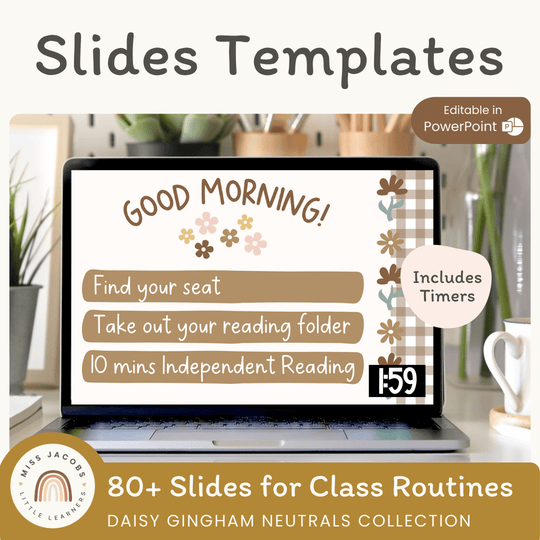 Google Morning Slides & PowerPoint Templates - Daisy Gingham Neutrals