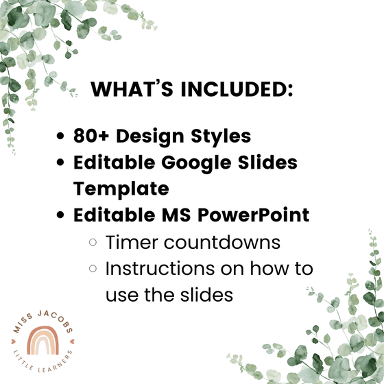 Google Slides and PowerPoint Templates - Modern Botanical Theme - Miss Jacobs Little Learners