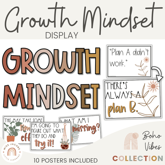 Growth Mindset Display | DESERT NEUTRALS | Boho Vibes Classroom Decor - Miss Jacobs Little Learners