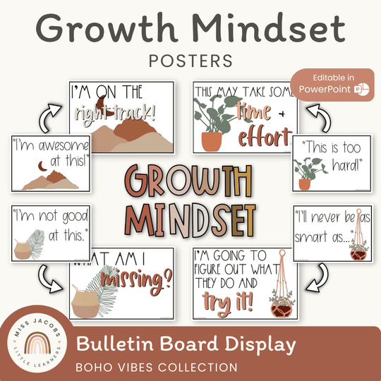 Growth Mindset Display | DESERT NEUTRALS | Boho Vibes Classroom Decor