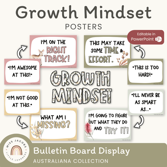 Growth Mindset Posters - Australiana Classroom Decor