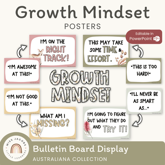 Growth Mindset Posters - Australiana Classroom Decor - Miss Jacobs Little Learners
