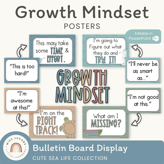 Growth Mindset Posters - Cute Sea Life Classroom Decor - Miss Jacobs Little Learners