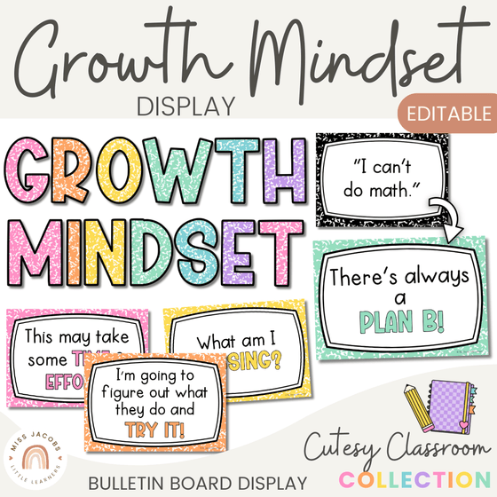 Growth Mindset Posters - Cutesy Classroom Decor - Miss Jacobs Little Learners