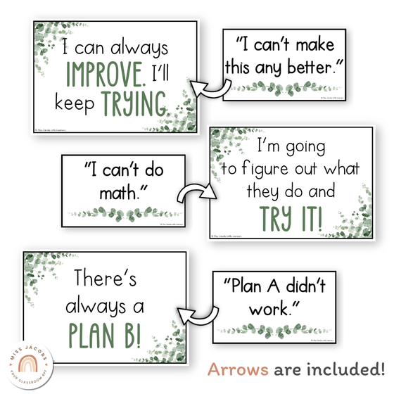 Growth Mindset Posters Eucalyptus - Modern Botanical Decor - Miss Jacobs Little Learners