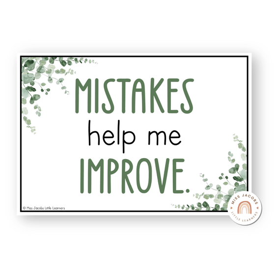 Growth Mindset Posters Eucalyptus - Modern Botanical Decor - Miss Jacobs Little Learners