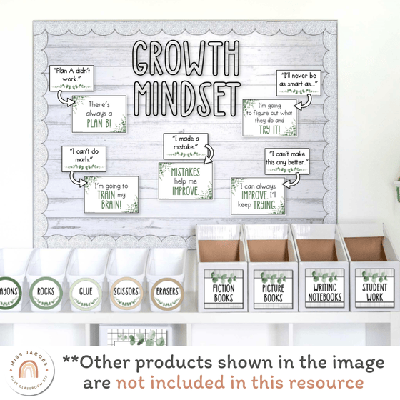 Growth Mindset Posters Eucalyptus - Modern Botanical Decor - Miss Jacobs Little Learners