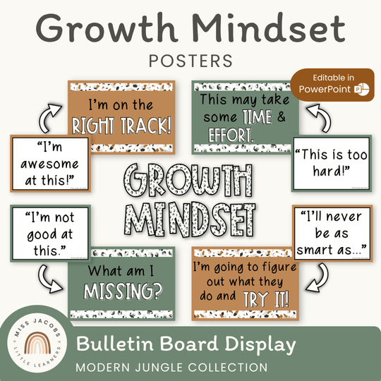 Growth Mindset Posters - Modern Jungle Classroom Decor