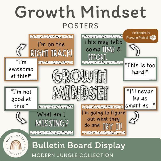 Growth Mindset Posters - Modern Jungle Classroom Decor - Miss Jacobs Little Learners