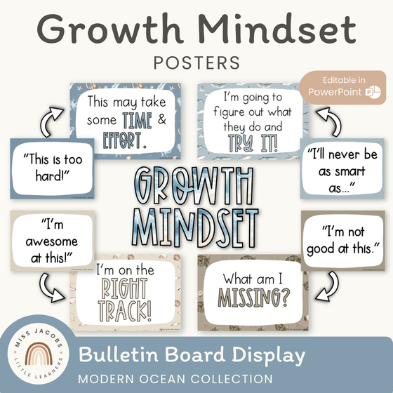 Growth Mindset Posters - Modern Ocean Classroom Decor - Miss Jacobs Little Learners