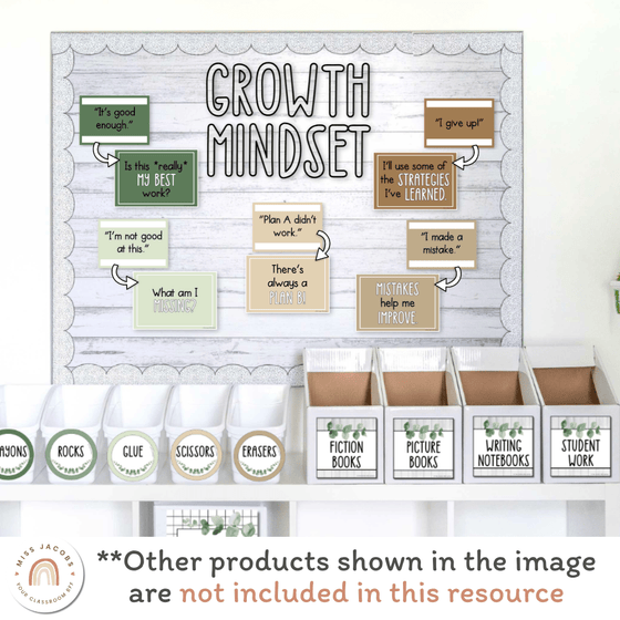Growth Mindset Posters Natural Colors - Modern Botanical Decor - Miss Jacobs Little Learners