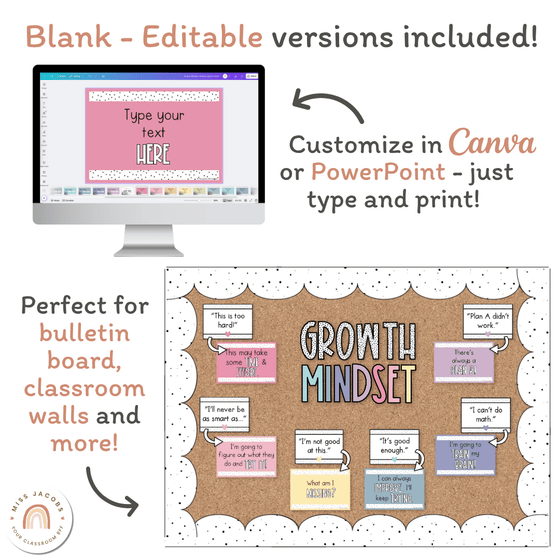 Growth Mindset Posters - Spotty Pastel Classroom Decor - Miss Jacobs Little Learners