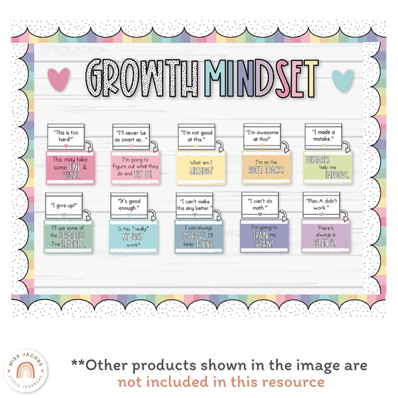 Growth Mindset Posters - Spotty Pastel Classroom Decor - Miss Jacobs Little Learners