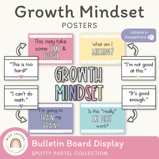 Growth Mindset Posters - Spotty Pastel Classroom Decor