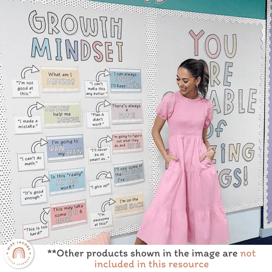 Growth Mindset Posters - Spotty Pastel Classroom Decor - Miss Jacobs Little Learners