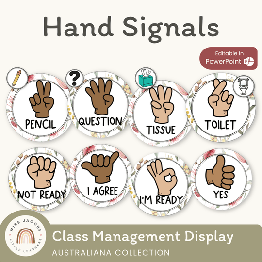 Hand Signals Posters - Australiana Classroom Decor