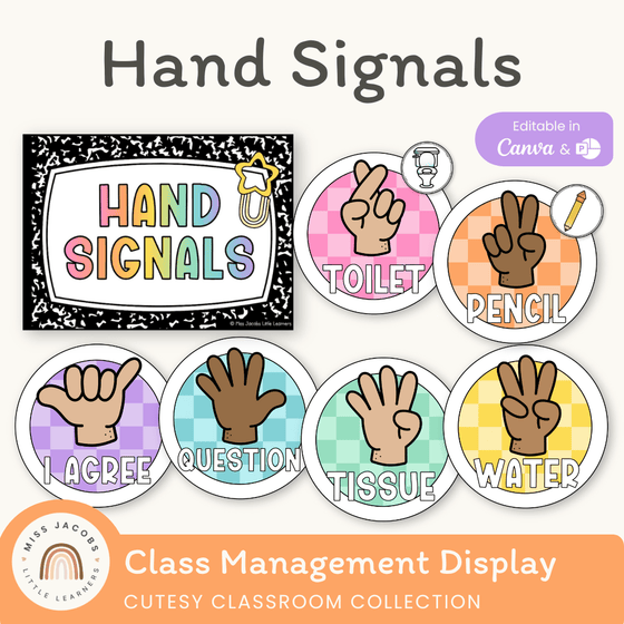 Hand Signals Posters - Cutesy Classroom Decor - Miss Jacobs Little Learners