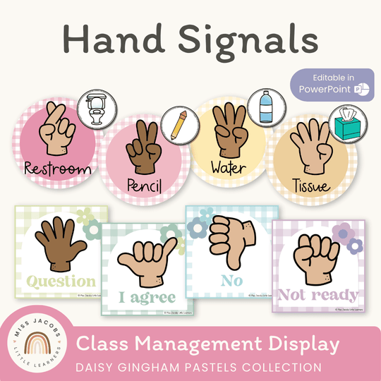 Hand Signals Posters - Daisy Gingham Pastels Decor