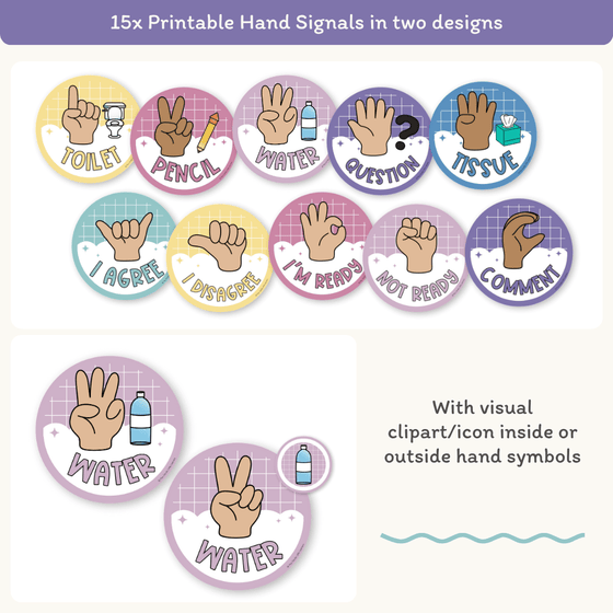 Hand Signals Posters - Dreamy Space Theme Classroom Decor - Miss Jacobs Little Learners