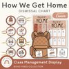 How We Get Home Dismissal Chart - Boho Vibes Classroom Decor - Miss Jacobs Little Learners