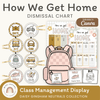 How We Get Home Dismissal Chart - Daisy Gingham Neutrals Classroom Decor - Miss Jacobs Little Learners