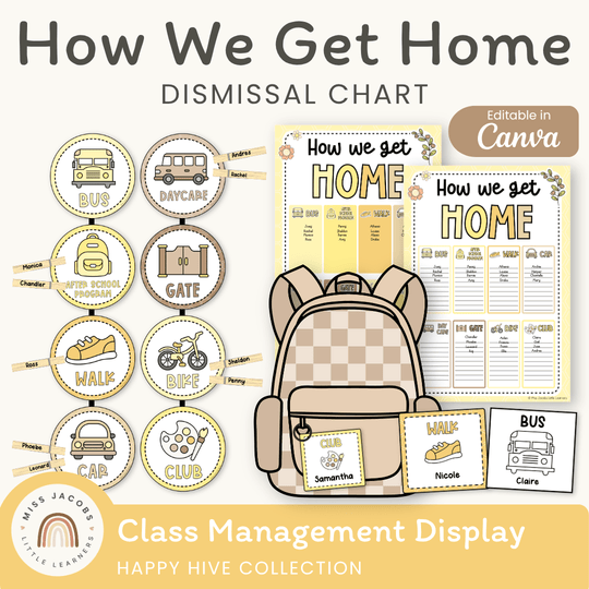 How We Get Home Dismissal Chart - Happy Hive Classroom Decor