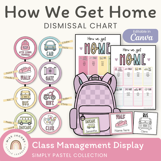 How We Get Home Dismissal Chart - Simply Pastel Classroom Decor