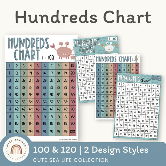 Hundreds Chart - Cute Sea Life Classroom Decor