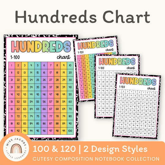 Hundreds Chart - Cutesy Composition Notebook Math Decor