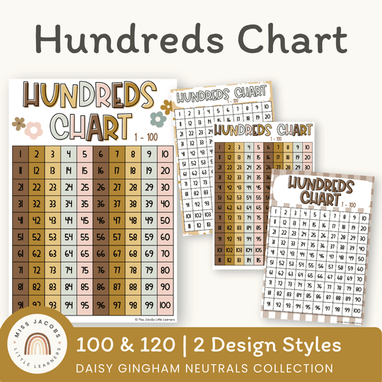Hundreds Chart - Daisy Gingham Neutrals Decor
