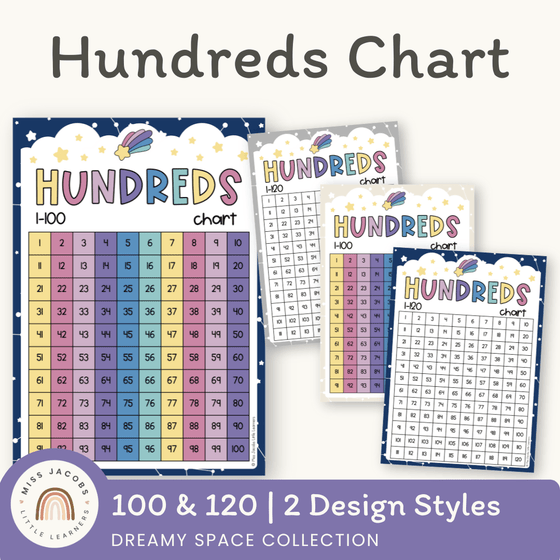Hundreds Chart - Dreamy Space Theme Classroom Decor - Miss Jacobs Little Learners