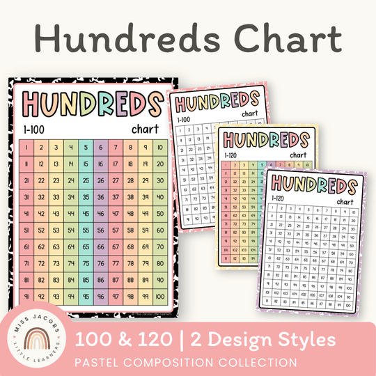 Hundreds Chart - Pastel Composition Notebook Math Decor