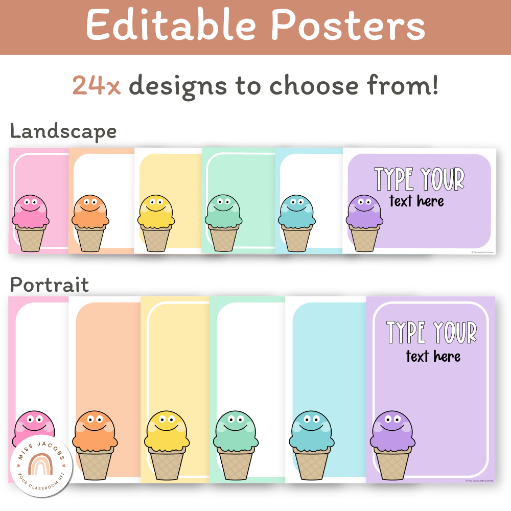 Ice Cream Theme Classroom Essentials Decor Pack - Miss Jacobs