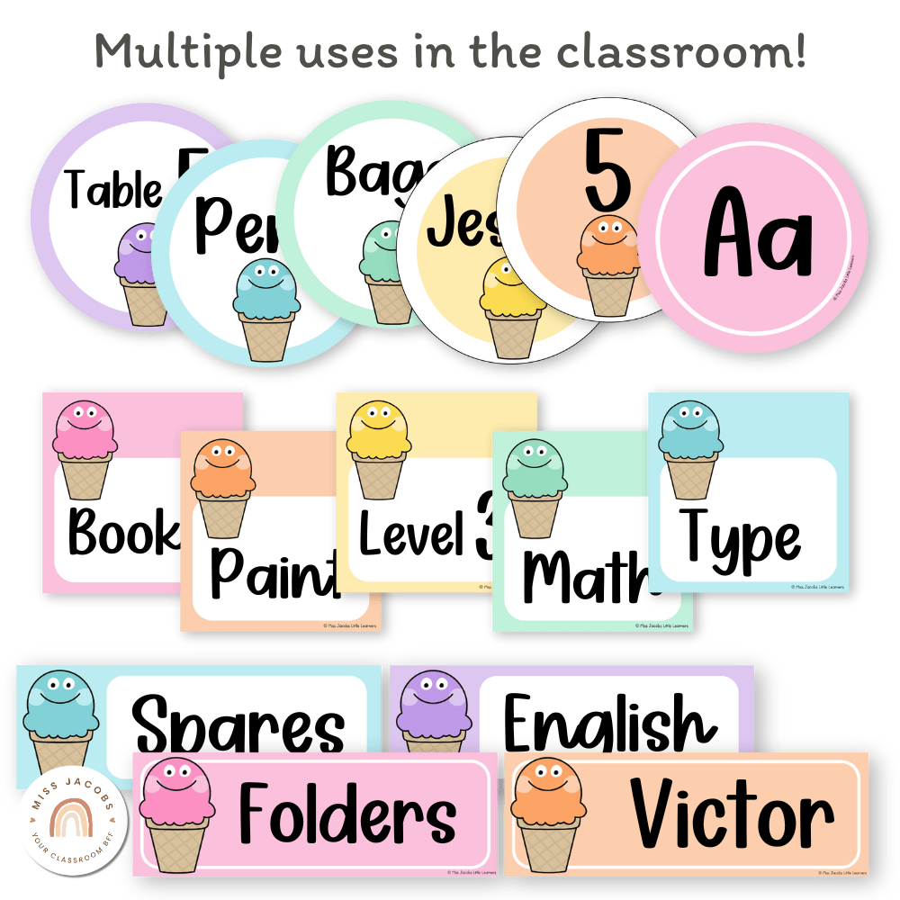 Ice Cream Theme Classroom Essentials Decor Pack - Miss Jacobs