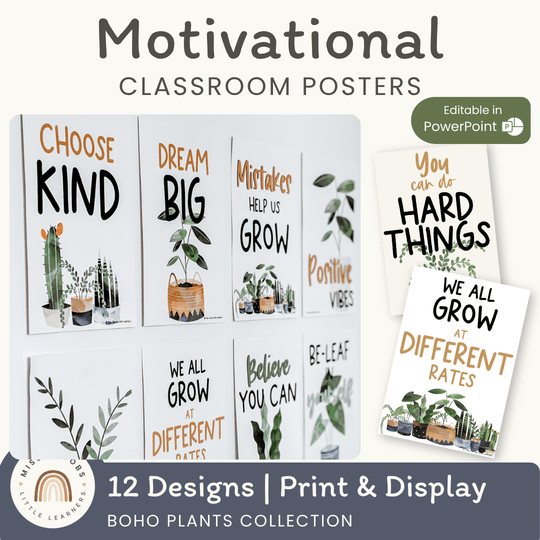 Inspirational Classroom Posters - Boho Plants Decor