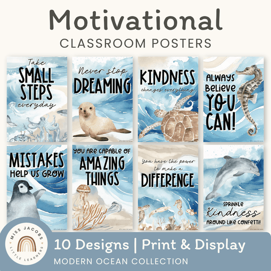 Inspirational Classroom Posters - Modern Ocean Classroom Decor