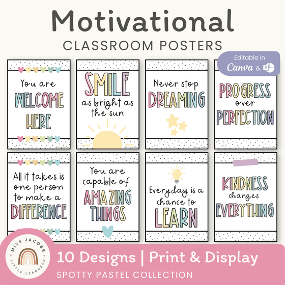 Inspirational Classroom Posters - Pastel Decor - Miss Jacobs Little Learners