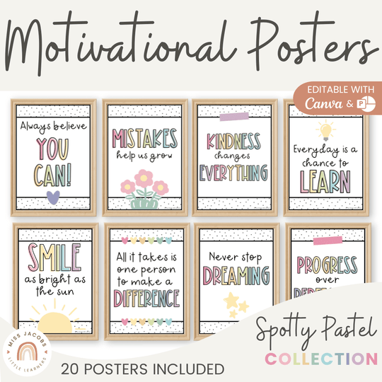 Inspirational Classroom Posters - Pastel Decor