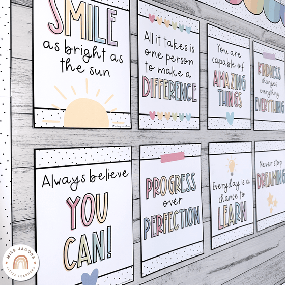 Inspirational Posters | Pastel | Motivational Growth Mindset Bulletin Board - Miss Jacobs Little Learners