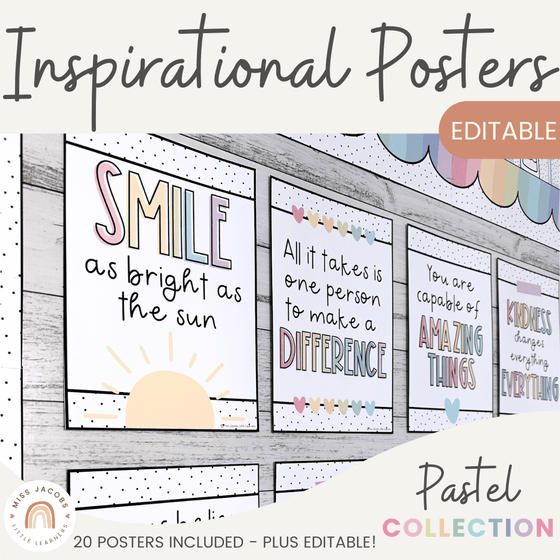 Inspirational Posters | Pastel | Motivational Growth Mindset Bulletin Board - Miss Jacobs Little Learners