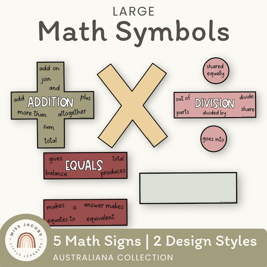 Large Math Symbols - Australiana Classroom Decor