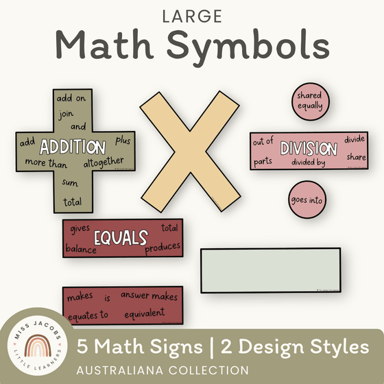 Large Math Symbols - Australiana Classroom Decor – Miss Jacobs Little ...