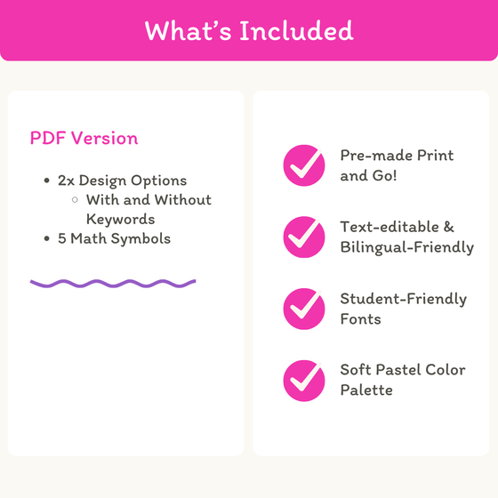 Large Math Symbols - Bright Theme - Miss Jacobs Little Learners